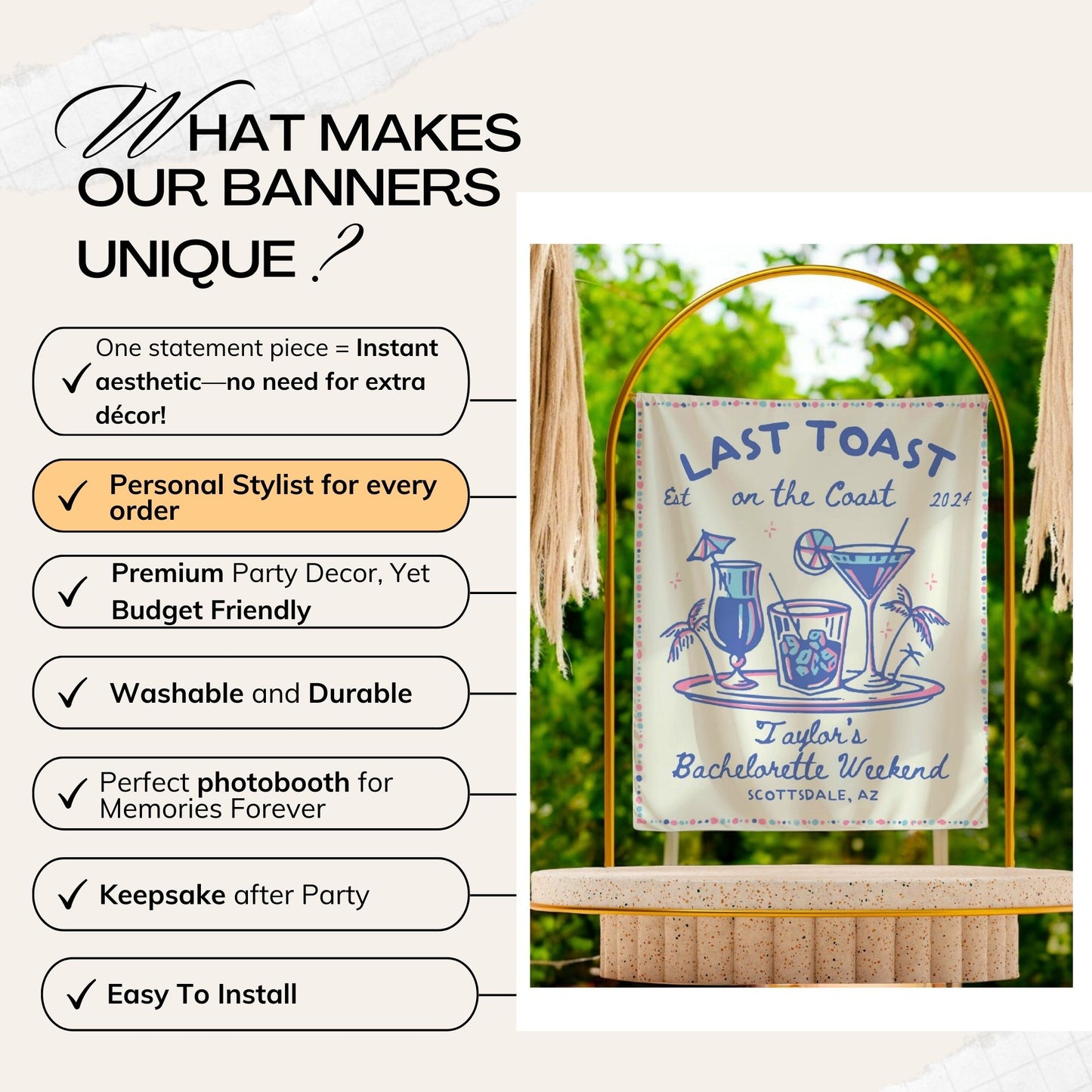 Beach Bachelorette Banner – Custom Bach Décor | #54